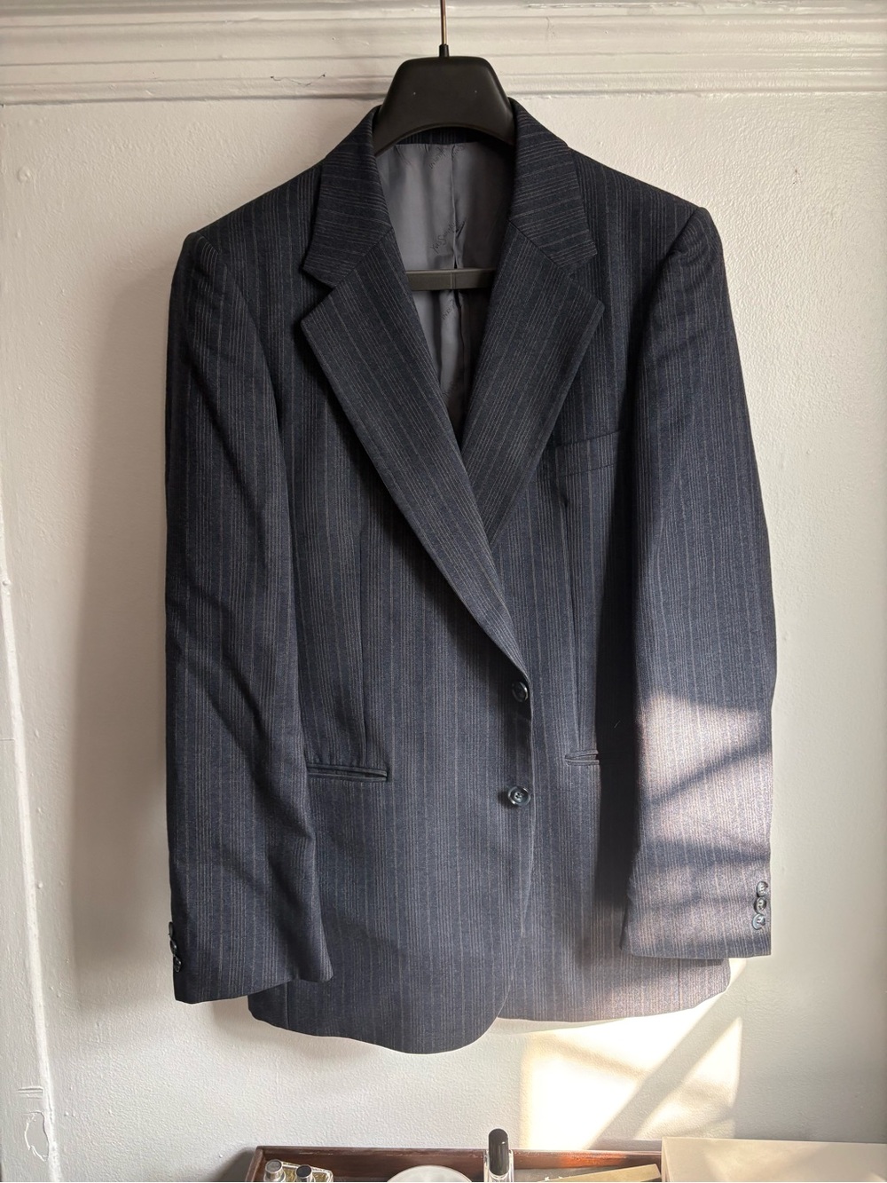 Yves Saint Laurent Navy Pinstripe Two-Button Blazer